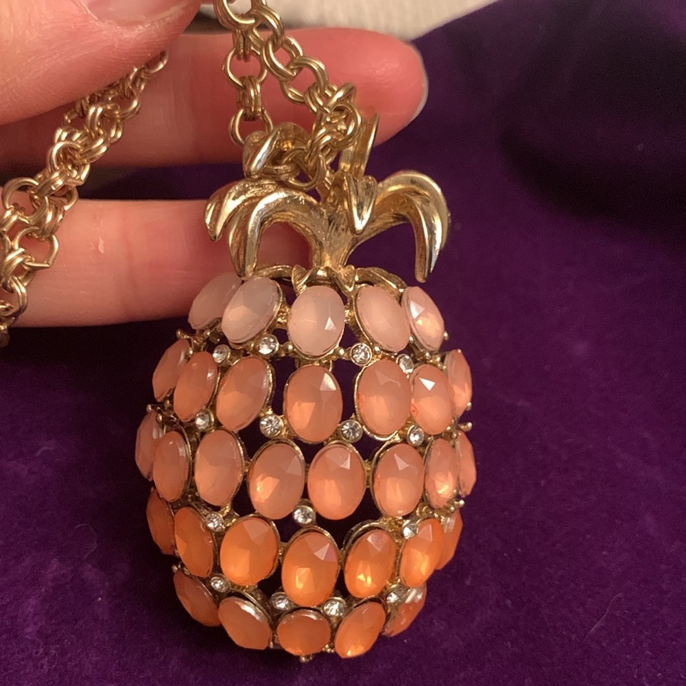 Chico’s Elegant Gold and Orange Pendant Necklace - Picture 7 of 7